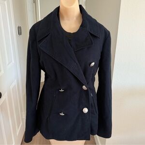 Philosophy Di Alberta Ferretti Navy Blue Double-Breasted Coat Jacket Size 8
